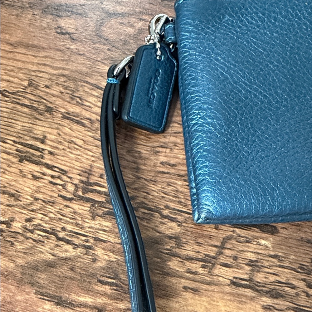 Coach Navy Leather Wristlet - Picture 4 of 9